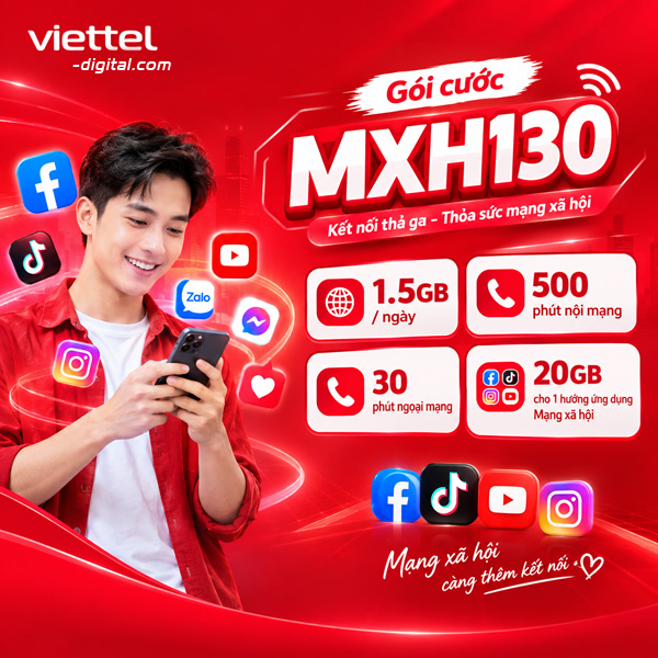 Gói cước mạng xã hội MXH130 Gói cước mạng xã hội MXH130